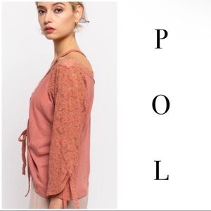 New POL Renaissance Cottagecore Women's Top With Lace Contrast